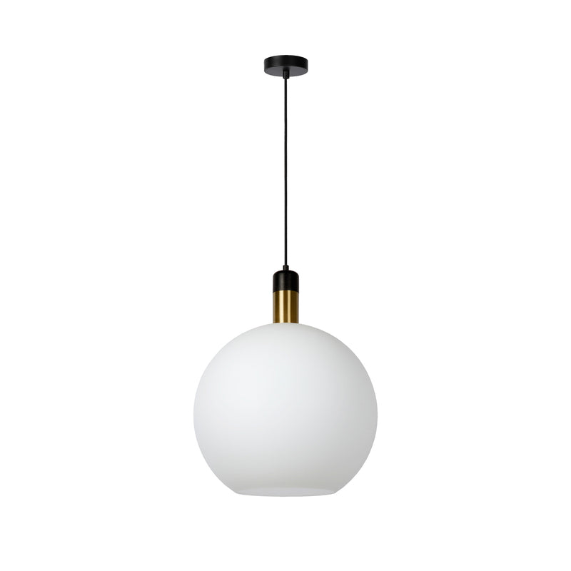 Lucide Hängelampe Pendelleuchte Julius Ø40cm Opal Gold Schwarz Metall Textil - 5411212343482