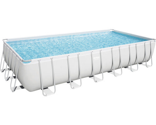 Bestway Aufstellpool Framepool Power Steel eckig 732x366x132cm grau - 4306517616274