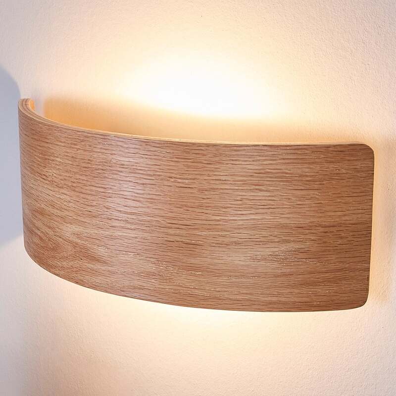 Lindby Wandleuchte Holz Rafailia LED Wandlampe Leuchte warmweiß dunkelbraun 33cm - 4251096533385