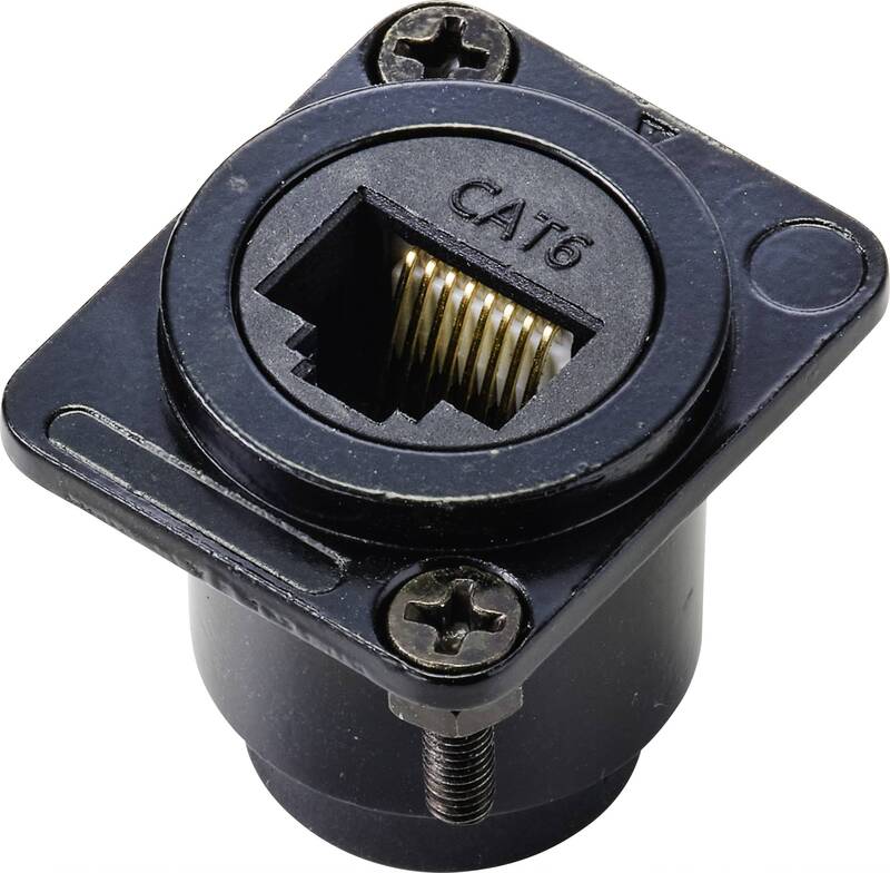 TRU COMPONENTS Einbaubuchse Buchse RJ45 CAT 6 Sensoren 8P8C Schwarz 1 St - 4064161187556