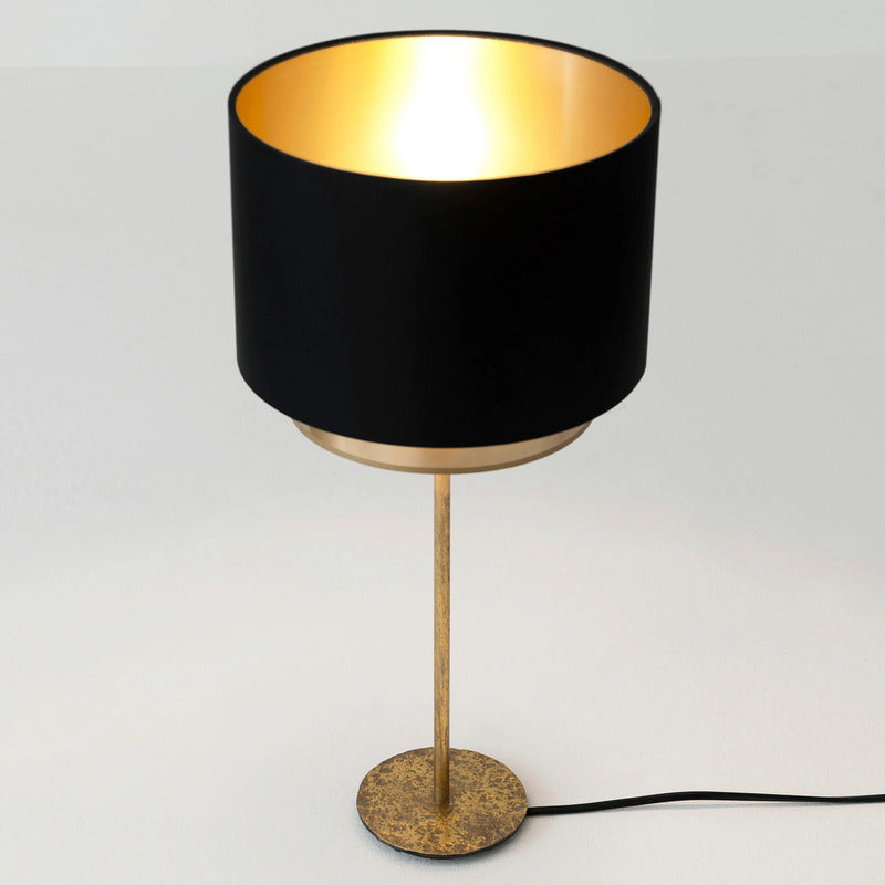 Holländer Tischleuchte Tischlampe Mattia Chintz schwarz gold Eisen Stoffschirm - 4250151346069