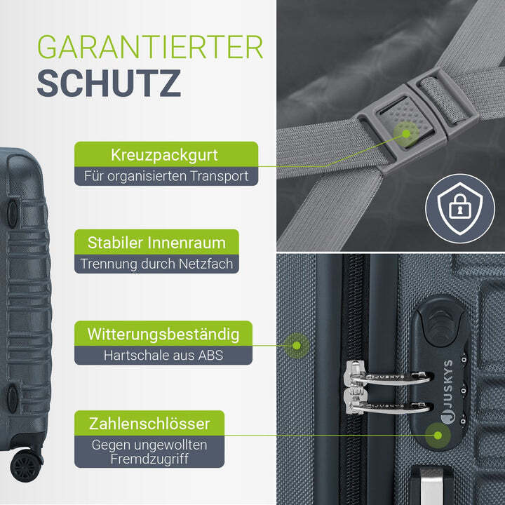 Hartschalen Kofferset Rom 4-teilig Gepäckset schlagfest ABS-Hartschale Anthrazit - 4260565527633