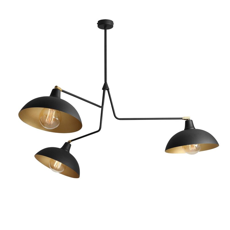 Hängeleuchte 1036 dreiflammig schwarz-gold E27 Hängelampe Lampe Leuchte Spot - 5904798650711