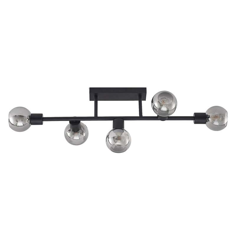 Lindby Deckenlampe Biscala LED Lampe Leuchte dimmbar schwarz rauch Ø85cm 5-flg - 4251911719987