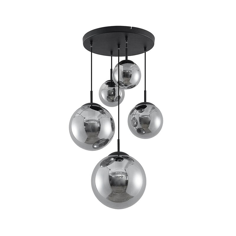 Lindby Hängeleuchte Teeja LED Pendelleuchte dimmbar 5-flg. grau Ø50cm 30cm - 4251911746068