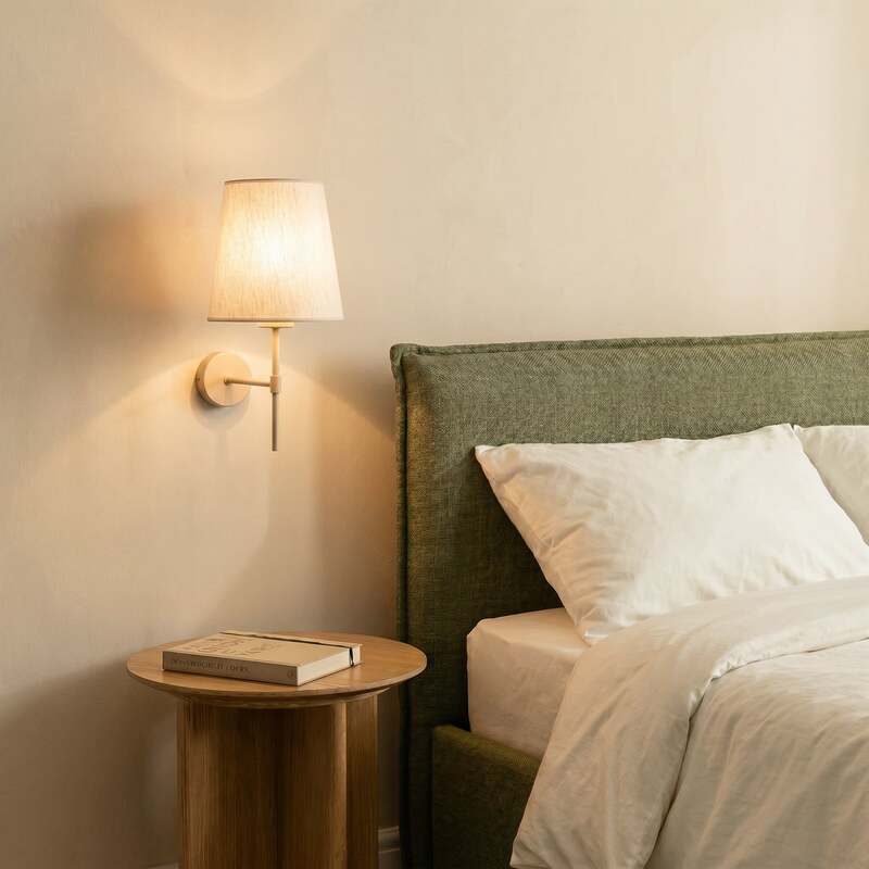 TK-Lighting Wandlampe Elizabeth dimmbar E27 beige sand Leinen 39cm 1-flammig - 5906135111664