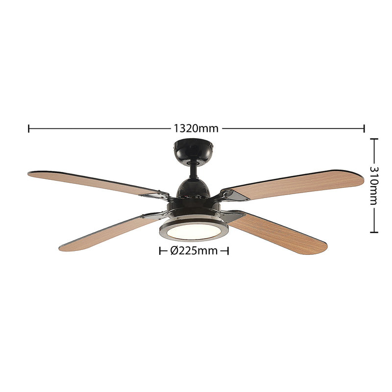 Lucande Deckenventilator Tedric LED Ventilator schwarz leise 133cm für Räume - 4251911744750
