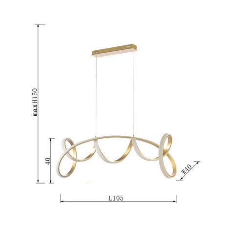 ONLI LED-Hängeleuchte Kira, goldfarben, Länge 102 cm, 4000 K, aus Aluminium - 8030626544963