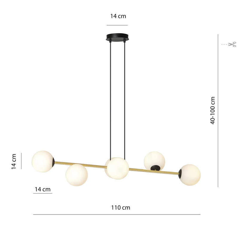 Hängeleuchte Gravity Hängelampe Deckenleuchte opalweiß/gold/schwarz Glas E14 - 10034265