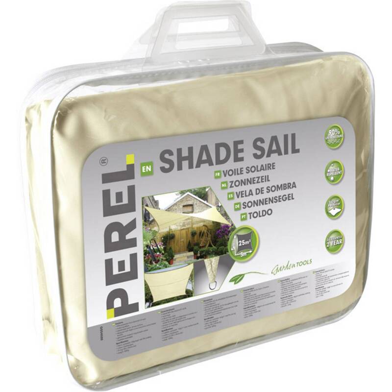 Perel Sonnensegel Sonnenschutz Segel 5000x5000mm UV-Schutz creme Polyester 1 St. - 5410329441685