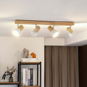 B-Ware Lindby Deckenleuchte Thorin LED Deckenlampe dimmbar 4-flammig Holz weiß 67cm
