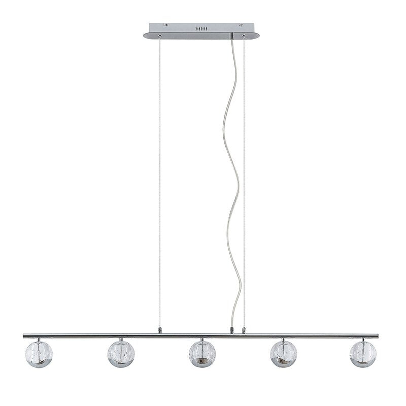 Lucande Pendelleuchte Hängeleuchte LED chrom klar Stahl Glas Leuchtmittel inklus - 4251911744002