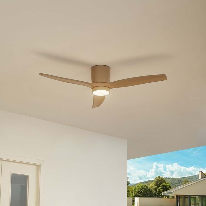 Lucande Deckenventilator Sorin LED Ventilator leise IP44 beige 132cm für Räume - 4251911797893