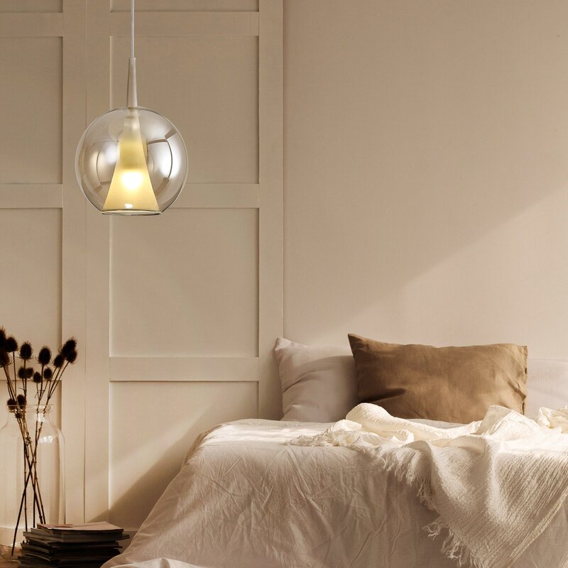 Mantra Iluminación Pendelleuchte Hängeleuchte Elsa Glas gold Ø 25 cm E27 LED - 8435153282553