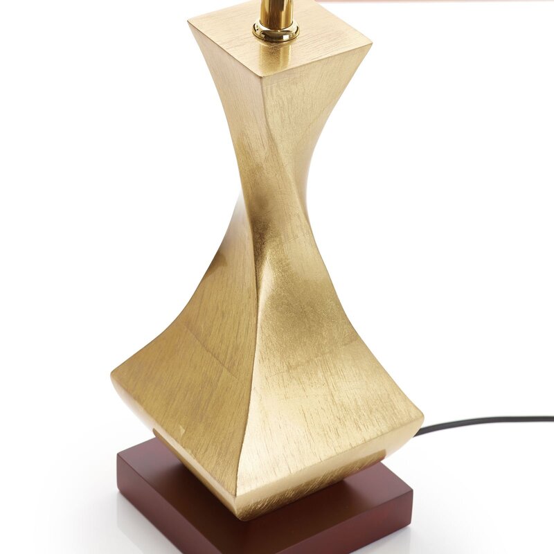 Schuller Valencia Tischleuchte Lampe gold Textil Holz Deco Schalter Fuß beige - 8435435322946