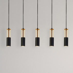 B-Ware Searchlight Merrygold Pendelleuchte Hängeleuchte GU10 schwarz amber Metall 5flg