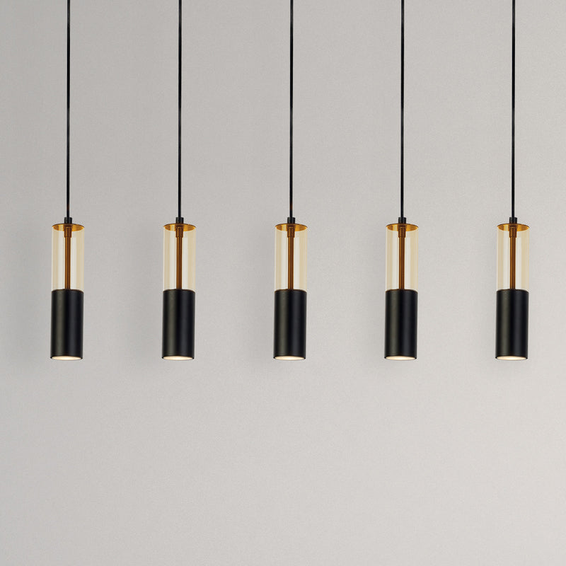 Searchlight Merrygold Pendelleuchte Hängeleuchte GU10 schwarz amber Metall 5flg - 5053423227870