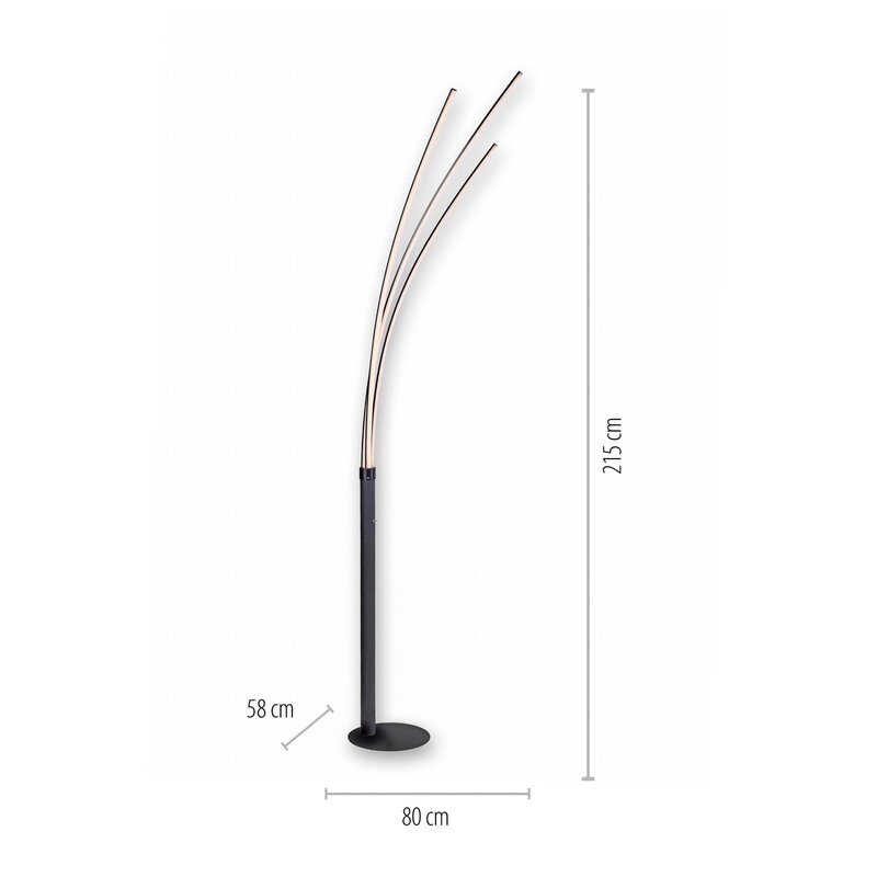 JUST LIGHT LED Stehleuchte Maja dreiflammig Leuchte Stehlampe Leselampe schwarz - 4043689976071