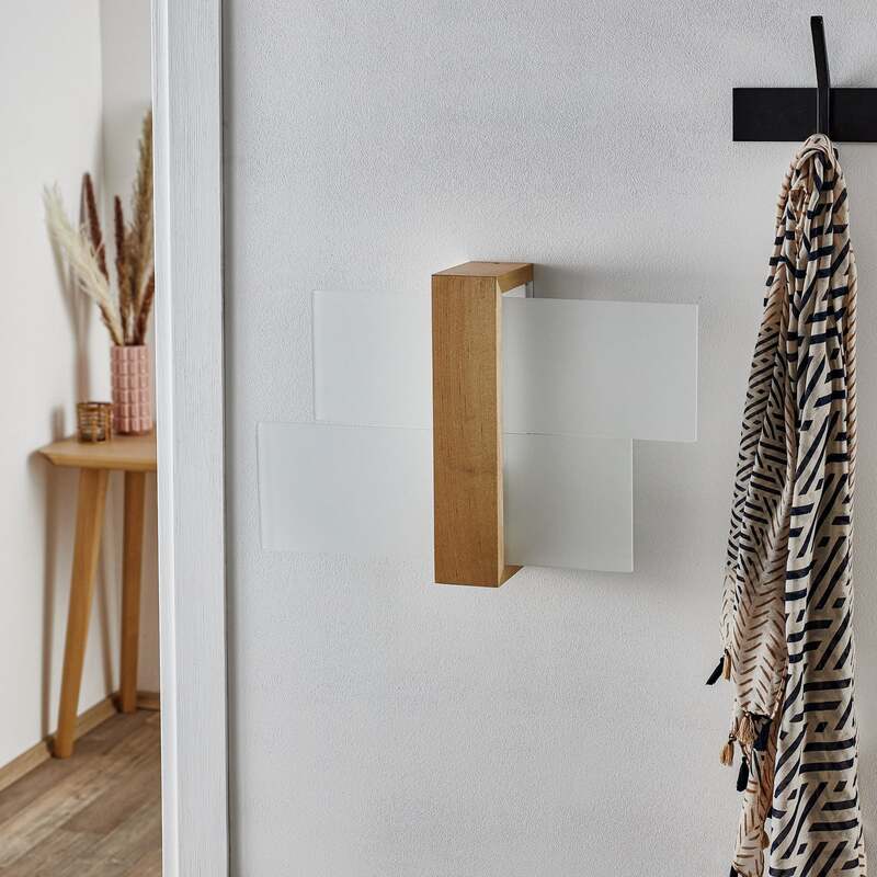 Wandleuchte Shifted 1 LED Wandlampe dimmbar Glas Holz weiß 43x30cm elegant - 5903282729445