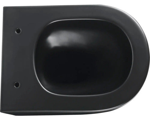 form&style Wand-WC SAMAR Tiefspüler schwarz matt mit WC-Sitz ohne Spülrand - 4306516378227