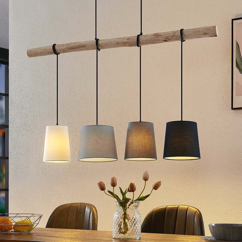 Lindby Hinai Hängeleuchte Deckenlampe Pendelleuchte Lampe E27 schwarz grau weiß - 4251911724646