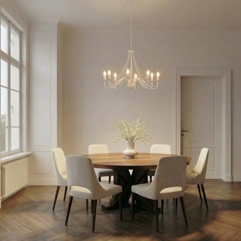Kronleuchter Malbo Hängeleuchte LED 8-flammig dimmbar weiß Metall Ø77cm - 5902349238029