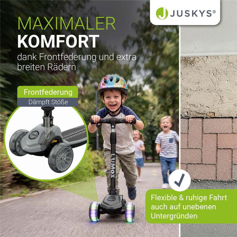 Kinderroller Lumox Roller für Kleinkinder ab 3 Jahren LED-Leuchträder Schwarz - 4262437187709
