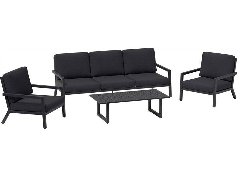 Lounge-Gruppe Garten Aluminium Schwarz-Dunkelgrau 4-teilig Relaxgruppe Terrasse - 4007873338632