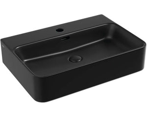 B-Ware Jungborn Waschtisch Becken THREE 60x42 cm schwarz matt keramisches Ablaufventil