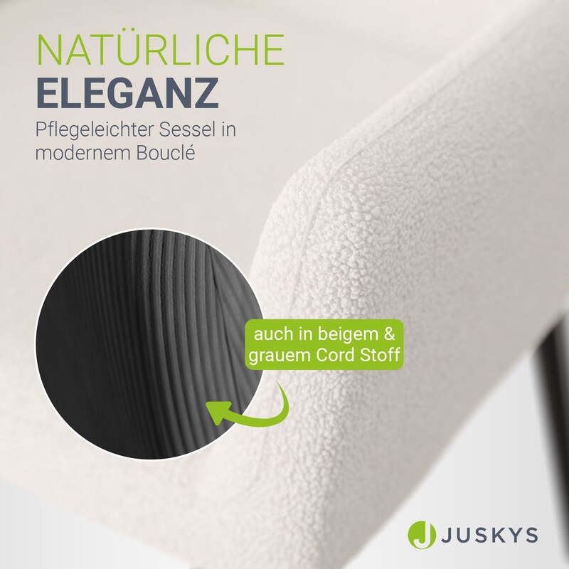 Ohrensessel Odense Relaxsessel beige Bouclé skandinavisches Design Stuhl - 4262437185651