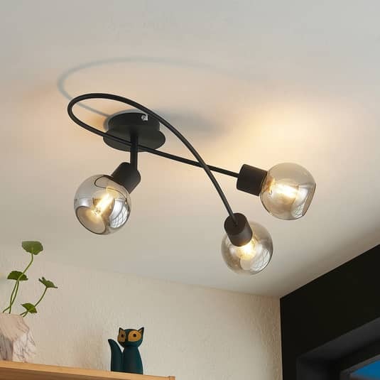 Lindby Deckenlampe Deckenlampe Deckenstrahler Elaina 3fl lang schwarz smoke - 8503823421142