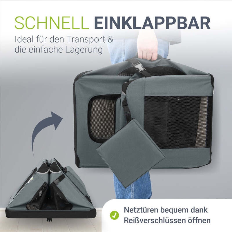 Hundebox Auto faltbar Lassie S Hundetransportbox grau Tragegriff kleine Hunde - 4260304769898