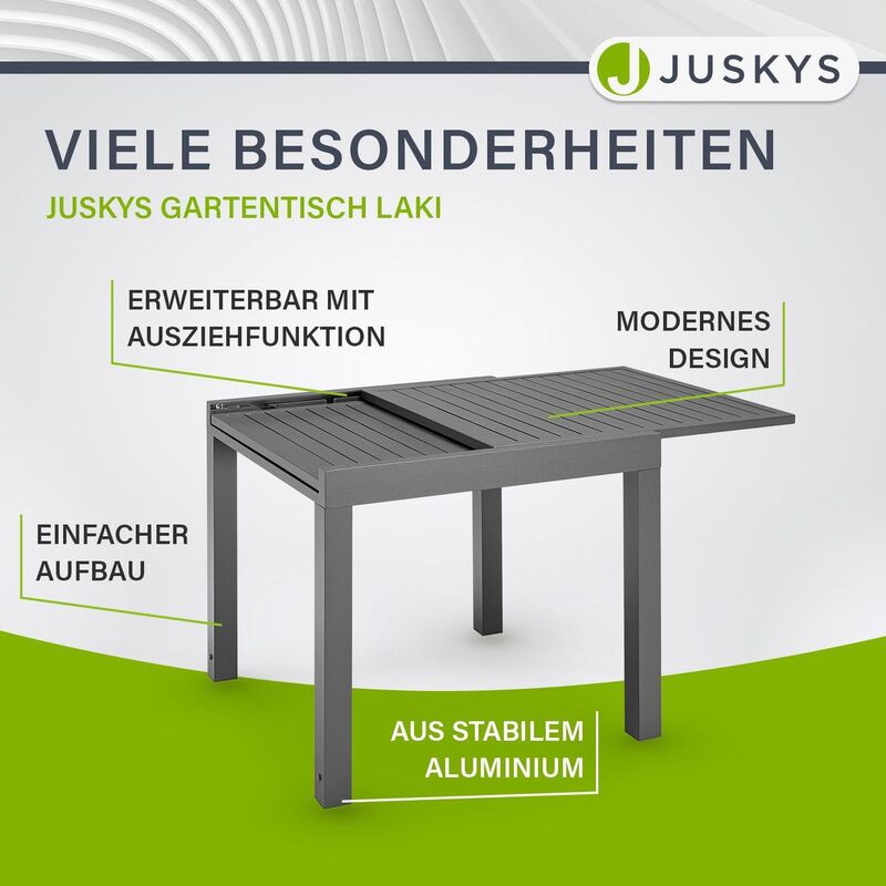 Gartentisch Laki Terrassentisch ausziehbar wetterfest Aluminium für Balkon - 4262437181660