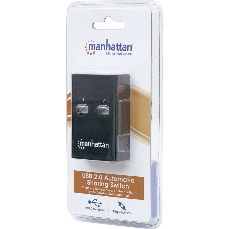 Manhattan USB 2.0-Umschalter 2-PORT für 2 PCs schwarz kompakt 19" Rack - 0766623162005