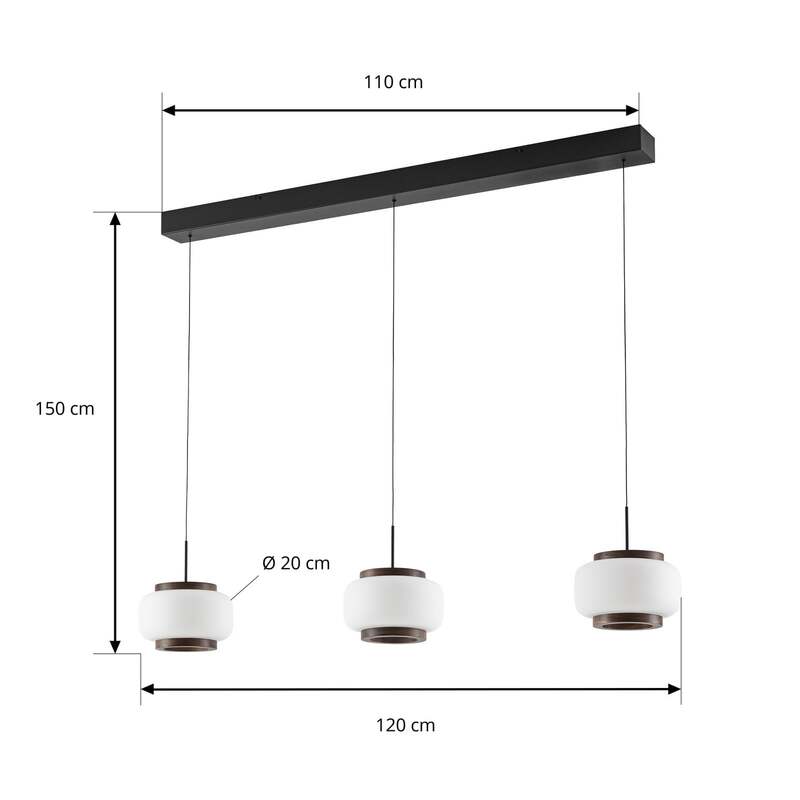 Quitani Hängelampe Hängeleuchte Shiro LED Pendelleuchte dimmbar weiß walnuss - 4255830910838