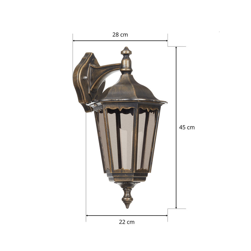 Orion Außenwandleuchte Puchberg hängend schwarz-gold dimmbar IP43 Aluminium 45cm - 9003090174232