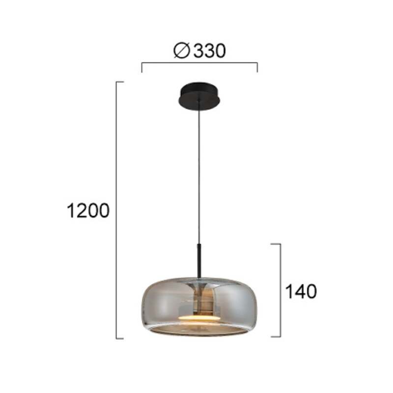 Viokef Pendelleuchte Deco LED Hängeleuchte Lampe Glas schwarz rauchgrau Ø33cm - 5201769150738