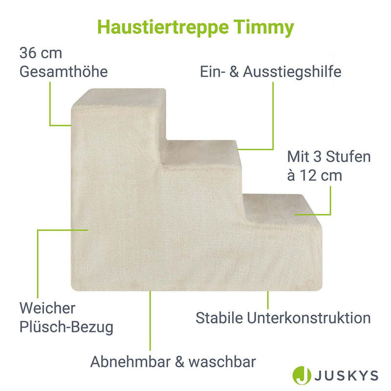 Haustiertreppe Timmy 3 Stufen Ein- und Ausstiegshilfe für Haustiere beige 36cm - 4260565527879