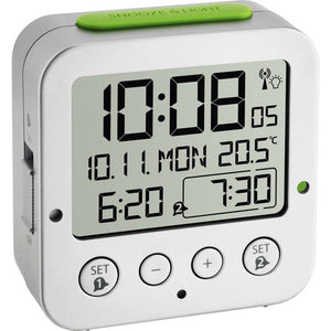 B-Ware TFA Dostmann Funkwecker digital Alarmzeiten 2 silber Kunststoff 81x81x33mm Uhr