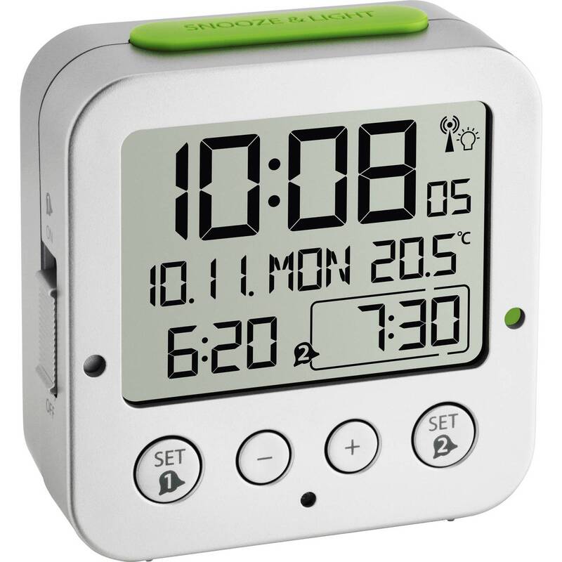 TFA Dostmann Funkwecker digital Alarmzeiten 2 silber Kunststoff 81x81x33mm Uhr - 4009816027580