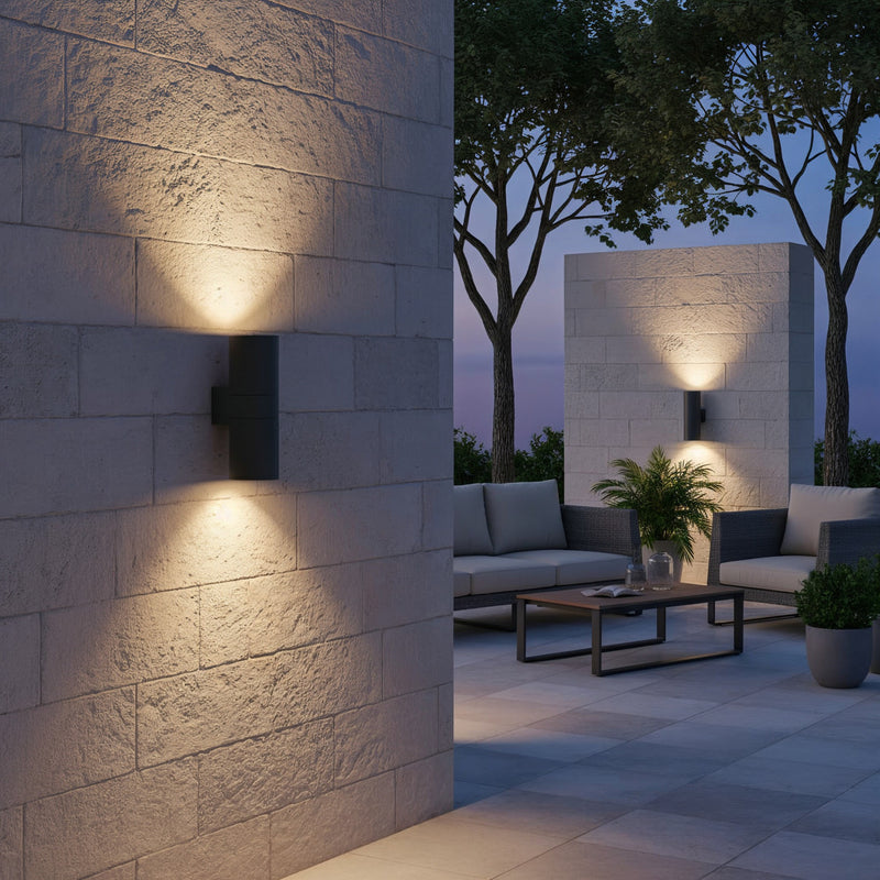 Ideal Lux Außenwandleuchte Gun anthrazit LED Gartenlampe dimmbar 11cm Ø 31cm - 8021696236858
