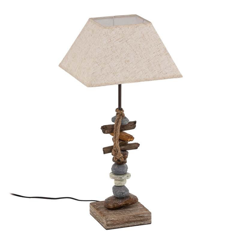 Tischlampe Seregon Steindekoration Lampe E27 creme braun 63cm Höhe 30x25cm - 8030626531215