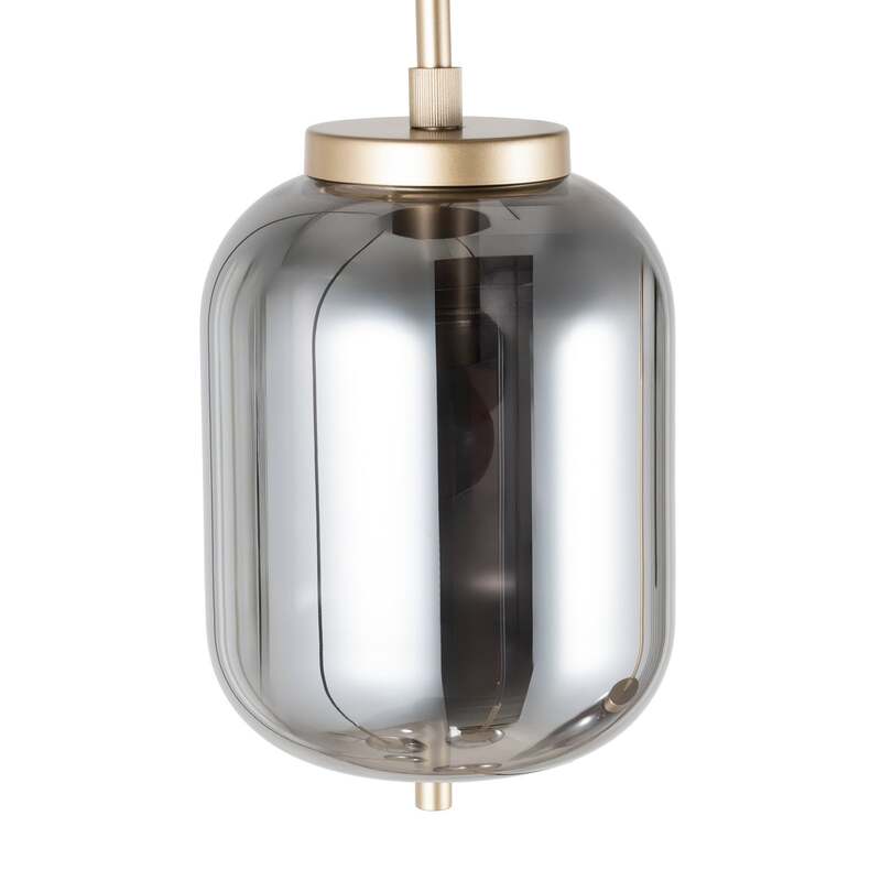 Lucande Hängeleuchte Pendelleuchte Elani Glas schwarz gold E14 LED 6-flammig - 4255830906374