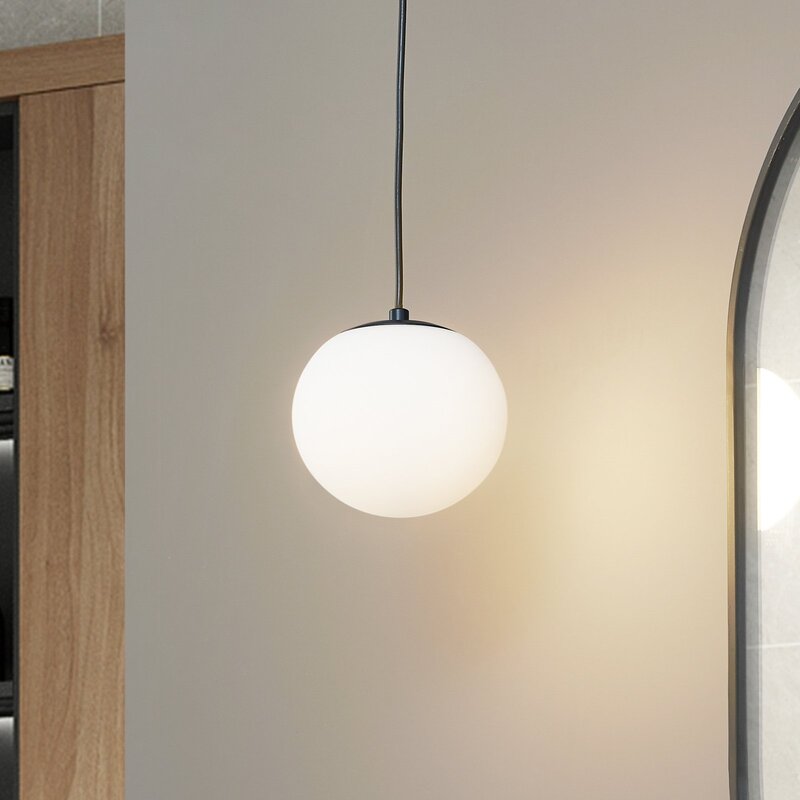 Lucande Hängelampe Bidolo schwarz Glas Ø 15 cm IP44 Deckenlampe Lampe Leuchte - 4251911776386