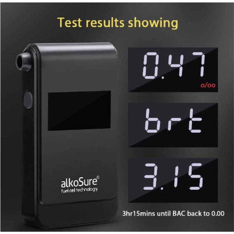 alkoSure Alkoholtester Testgerät Alkoholmessgerät Schwarz matt Display - 4064161326412