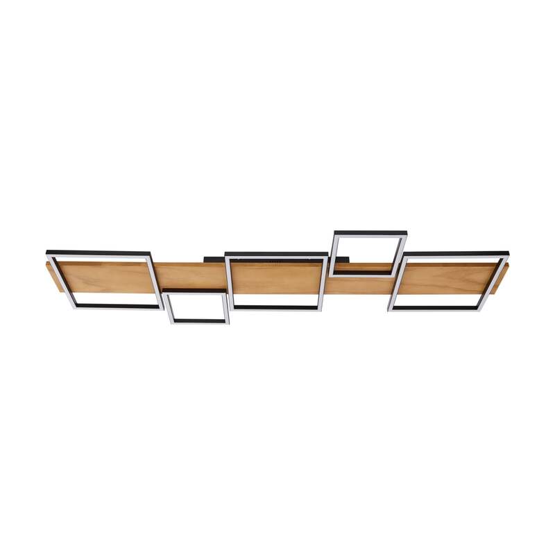 Lindby Deckenlampe Deckenleuchte Galad LED Lampe dimmbar Holz schwarz 140cm - 4251911791631