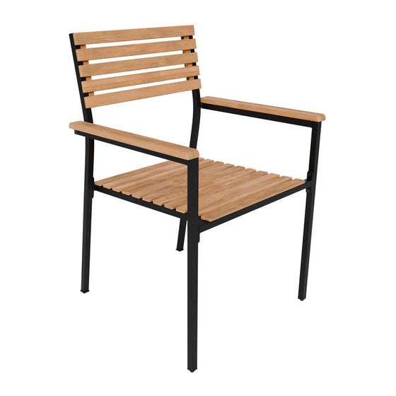 Gartenstuhl Rhodos 2er Set Akazienholz Stahl Outdoor Stuhl mit Kissen schwarz - 00300832