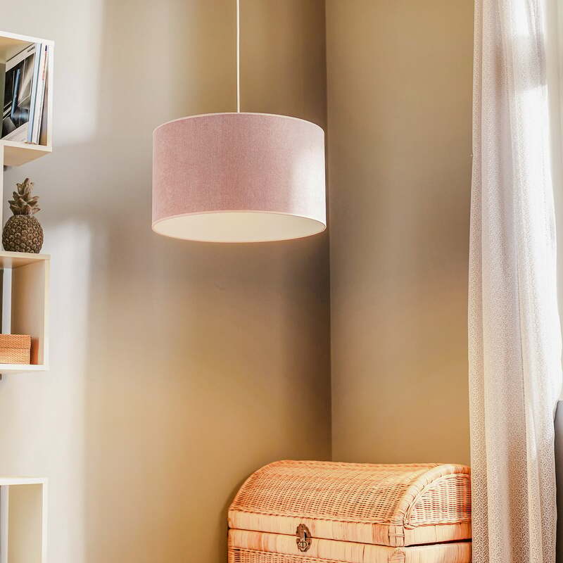 Hängeleuchte Pastell Roller rosa LED Pendelleuchte Lampe dimmbar Textil 25cm - 5903689181341