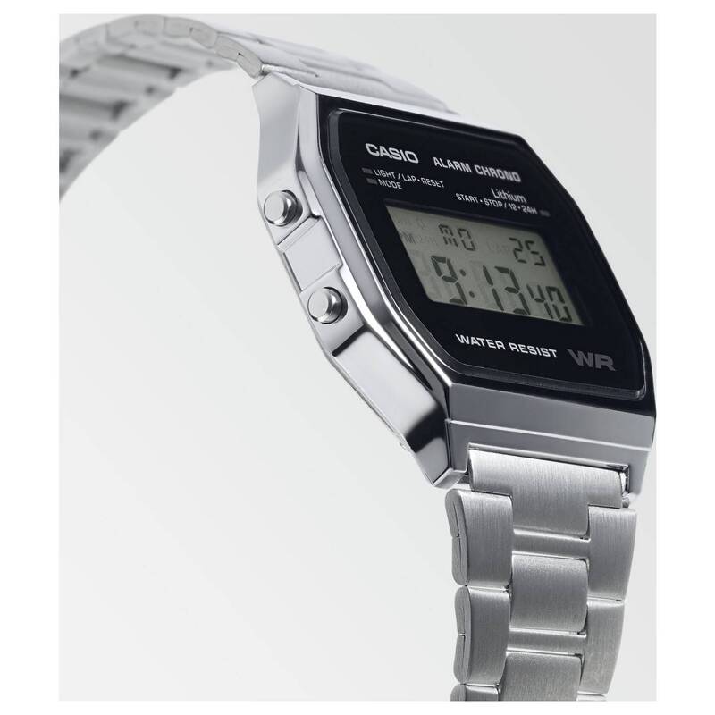 Casio Armbanduhr A158WEA-1AEF Digitaluhr Edelstahlarmband silber 48g - 4971850944386