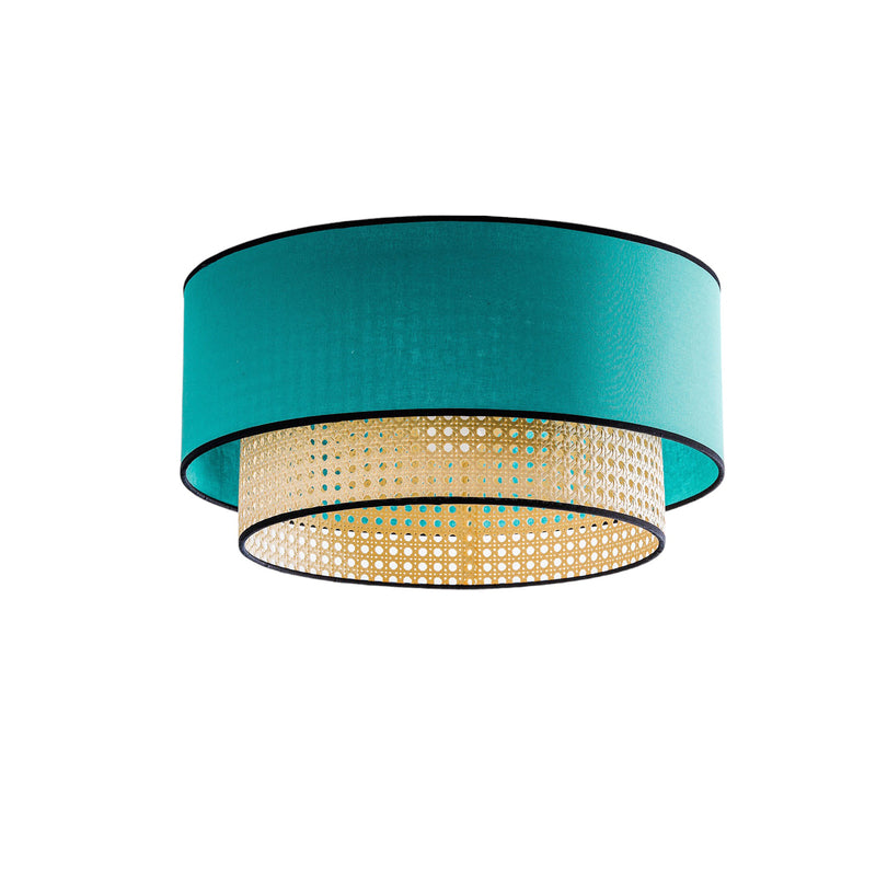 Deckenleuchte Lampe Boho Rattan Beleuchtung Deckenlampe Baumwolle beige petrol - 5903689184328